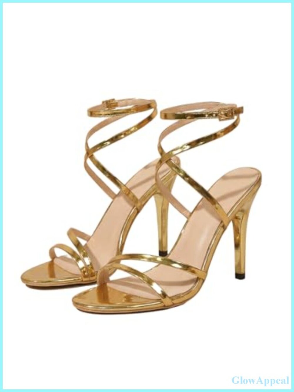 Strappy Heels Faux Leather Stiletto Open Toe Lace Up Ankle Strap Party